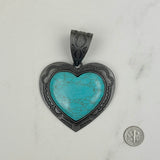 PDS230813-24          Silver with blue turquoise stone heart pendant