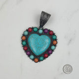 PDS230813-28         Silver with blue turquoise stone heart pendant