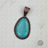 PDS230813-30                    Copper with blue turquoise stone teardrop pendant