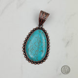 PDS230813-30                    Copper with blue turquoise stone teardrop pendant