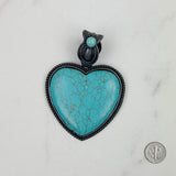 PDS230813-34        Silver with blue turquoise stone heart pendant