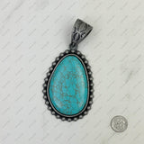 PDS230813-38      Silver with blue turquoise stone teardrop pendant