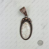 PDS230813-45      Copper with blue turquoise stone oval shape pendent