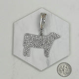 PDS230815-04        Silver with Clear crystal cow pendent