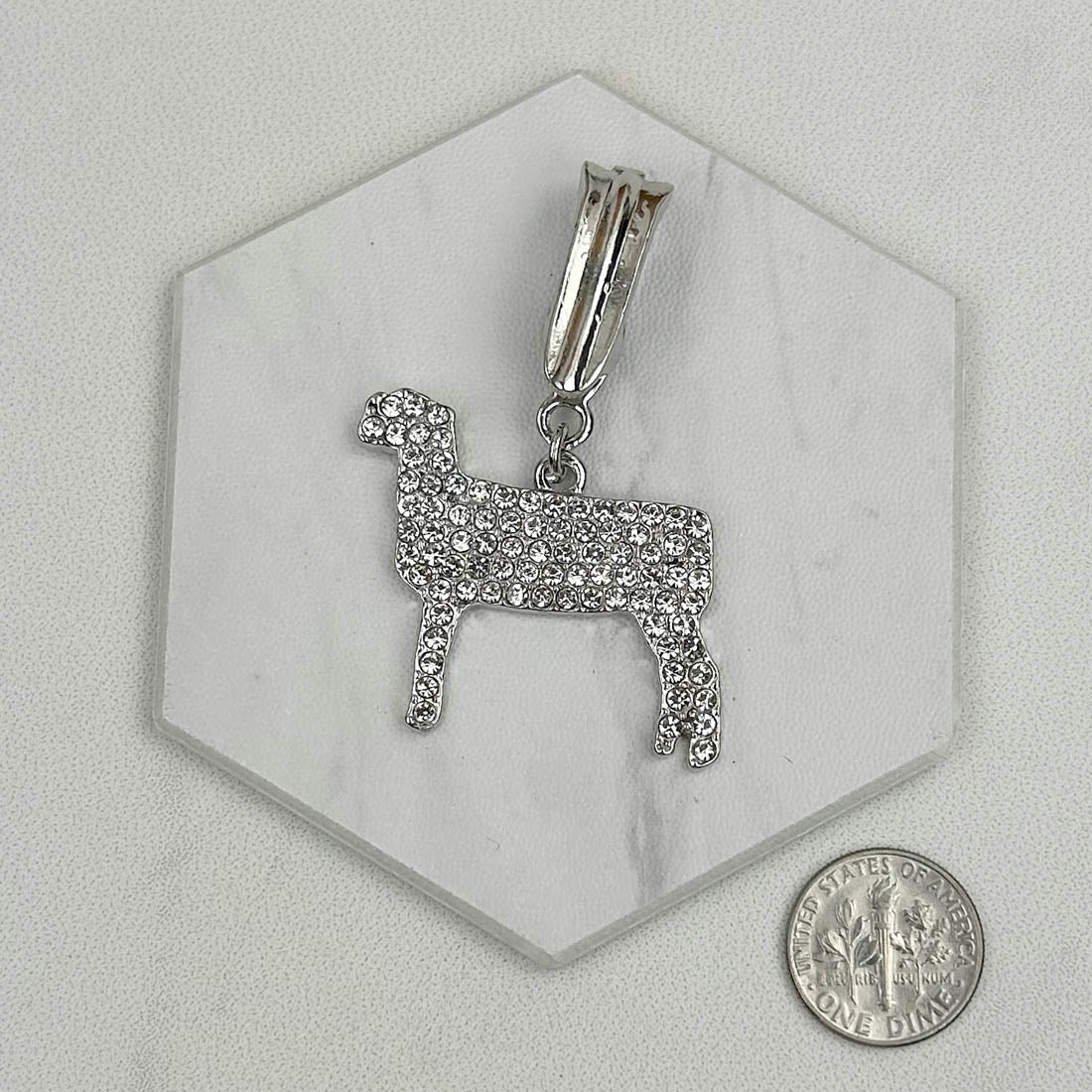 PDS230815-06        Silver with Clear crystal sheep pendent
