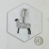 PDS230815-07        Silver with Clear and black crystal sheep pendent