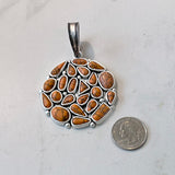 PDS250330-01-BLUE              50mm Round Silver metal with Blue TQ stone Pendent