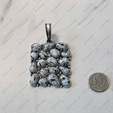 PDS250430-01-BLUE                50 x 60 mm Rectangle Silver metal with blue TQ stone Pendent