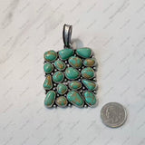 PDS250430-01-BLUE                50 x 60 mm Rectangle Silver metal with blue TQ stone Pendent