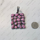 PDS250430-01-BLUE                50 x 60 mm Rectangle Silver metal with blue TQ stone Pendent