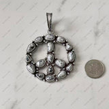 PDS250430-03-WHITE                  60 mm silver metal with white turquoise stone peace sign pendent