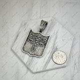 PDS251110-02-SILVER               Silver metal shield Pendent