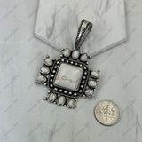 PDS251230-02-BLUE                            Silver metal with blue turquoise stone cross Pendent