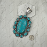 PDS251230-06-BLUE                          Silver metal with blue turquoise stone oval Pendent