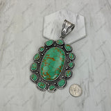 PDS251230-06-BLUE                          Silver metal with blue turquoise stone oval Pendent