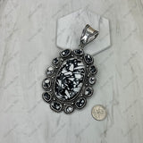PDS251230-06-BLUE                          Silver metal with blue turquoise stone oval Pendent