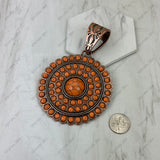 PDS251230-11CP-BLUE                Copper metal with blue turquoise stone flower concho Pendent