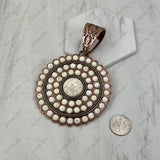 PDS251230-11CP-BLUE                Copper metal with blue turquoise stone flower concho Pendent