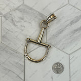 PDS260320-02-SILVER                                  Silver metal western horse bite Pendant