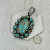 PDS260530-01-BLACK-WHITE                 Silver metal with black and white turquoise stone oval pendent