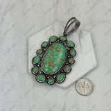 PDS260530-01-BLUE            Silver metal with blue turquoise stone oval pendent
