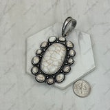 PDS260530-01-BLUE            Silver metal with blue turquoise stone oval pendent
