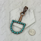 PDS260530-02CP-BLUE            Copper metal with blue turquoise stone beads horse bite Pendent