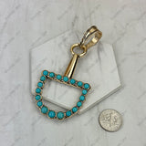 PDS260530-02GD-BLUE               Golden metal with blue turquoise stone beads horse bite Pendent