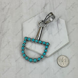 PDS260530-02SL-BLUE            Silver metal with blue turquoise stone beads horse bite Pendent