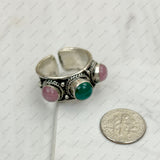 RG240721-32               German silver with muti color jade Ring