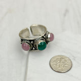 RG240721-32               German silver with muti color jade Ring