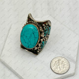 RG240721-35                 German silver with blue turquoise stone Ring