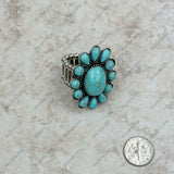 RGS230701-02-BLUE	Silver with turquoise stone concho stretch Ring