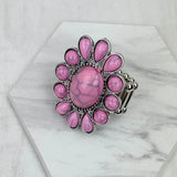 RGS230701-02-LIGHT PINK               Silver with light pink stone concho stretch Ring