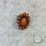 RGS230701-02-ORANGE	Silver with orange stone concho stretch Ring