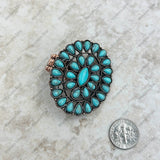 RGY220330-02-BLUE-COOPER     Cooper with blue turquoise stone concho stretch Ring