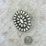 RGY220330-02-WHITE-SILVER    Silver with white stone concho stretch Ring