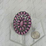 RGY220330-02SL-BLK                Silver metal with black stone oval stretch Ring
