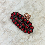 RGY220330-03-RED-COOPER    Cooper with red stone oval concho stretch Ring