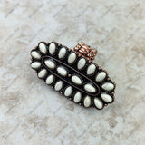 RGY220330-03-WHITE-COOPER   Cooper with white stone oval concho stretch Ring