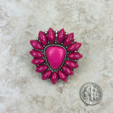 RGY220430-01-PINK     Silver with hot pink stone concho stretch Ring