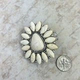 RGY220430-01-WHITE    Silver with white stone concho stretch Ring