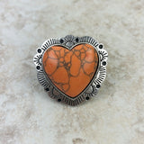 RGY220430-25-ORANGE   Silver with orange stone heart Ring