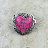 RGY220430-25-PINK    Silver with hot pink stone heart Ring