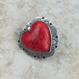 RGY220430-25-RED    Silver with red stone heart Ring