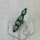 RGY231205-01CP-GRN                 Copper metal with green turquoise stone long bar Ring