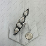 RGY231205-01SL-LP                     Silver metal with light pink turquoise stone long bar Ring
