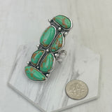 RGY241130-04-GREEN                     Silver metal with green turquoise stone Ring