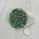 RGY250330-01-BLUE                Silver metal with blue turquoise stone circle adjustable Ring