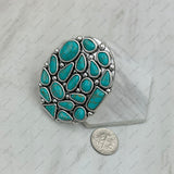 RGY250330-02-BLUE                 Silver metal with blue turquoise stone Oval adjustable Ring